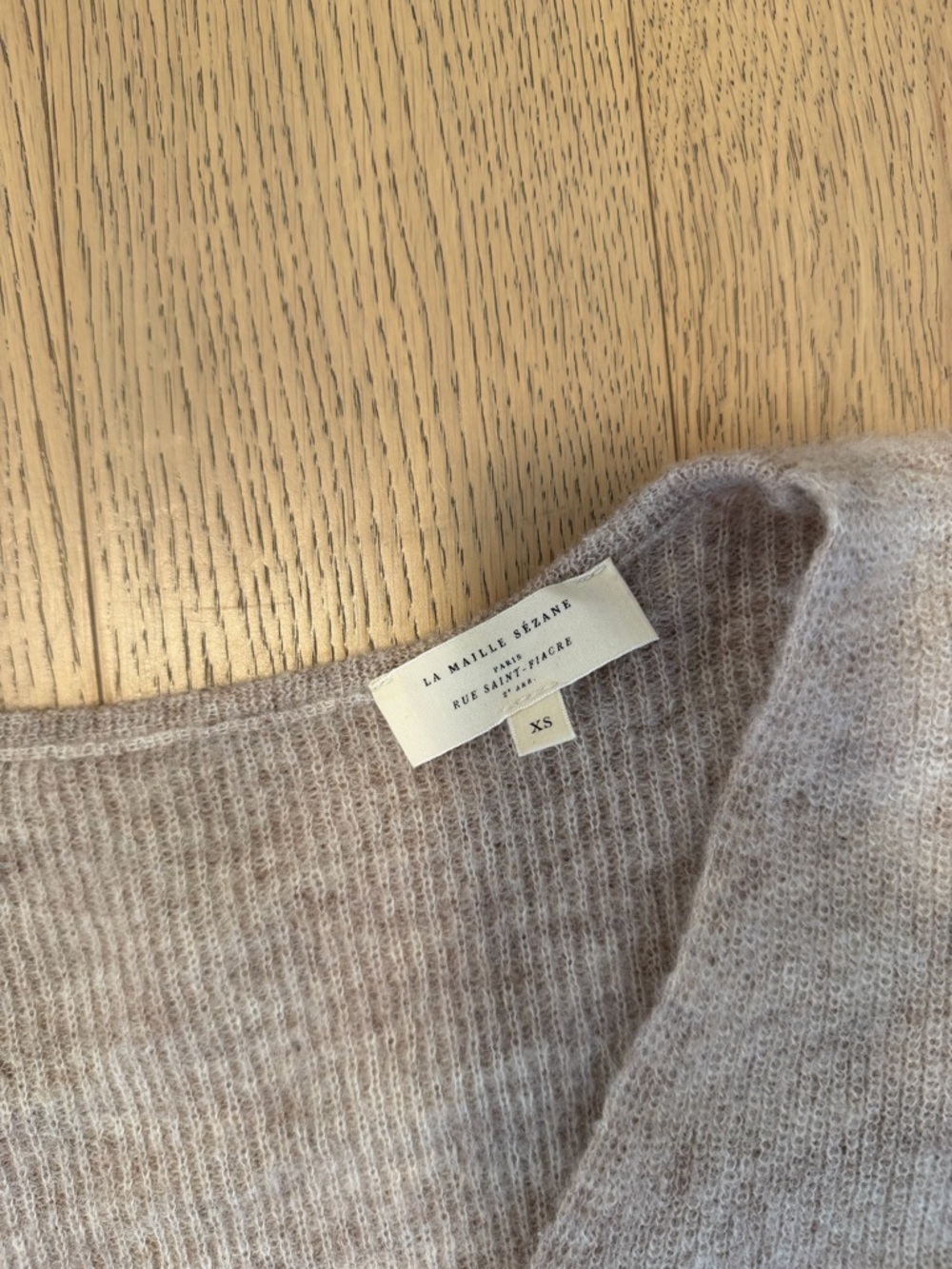 Sezane Button-Front V-Neck Cardigan in Light Taupe - Picture 4 of 4